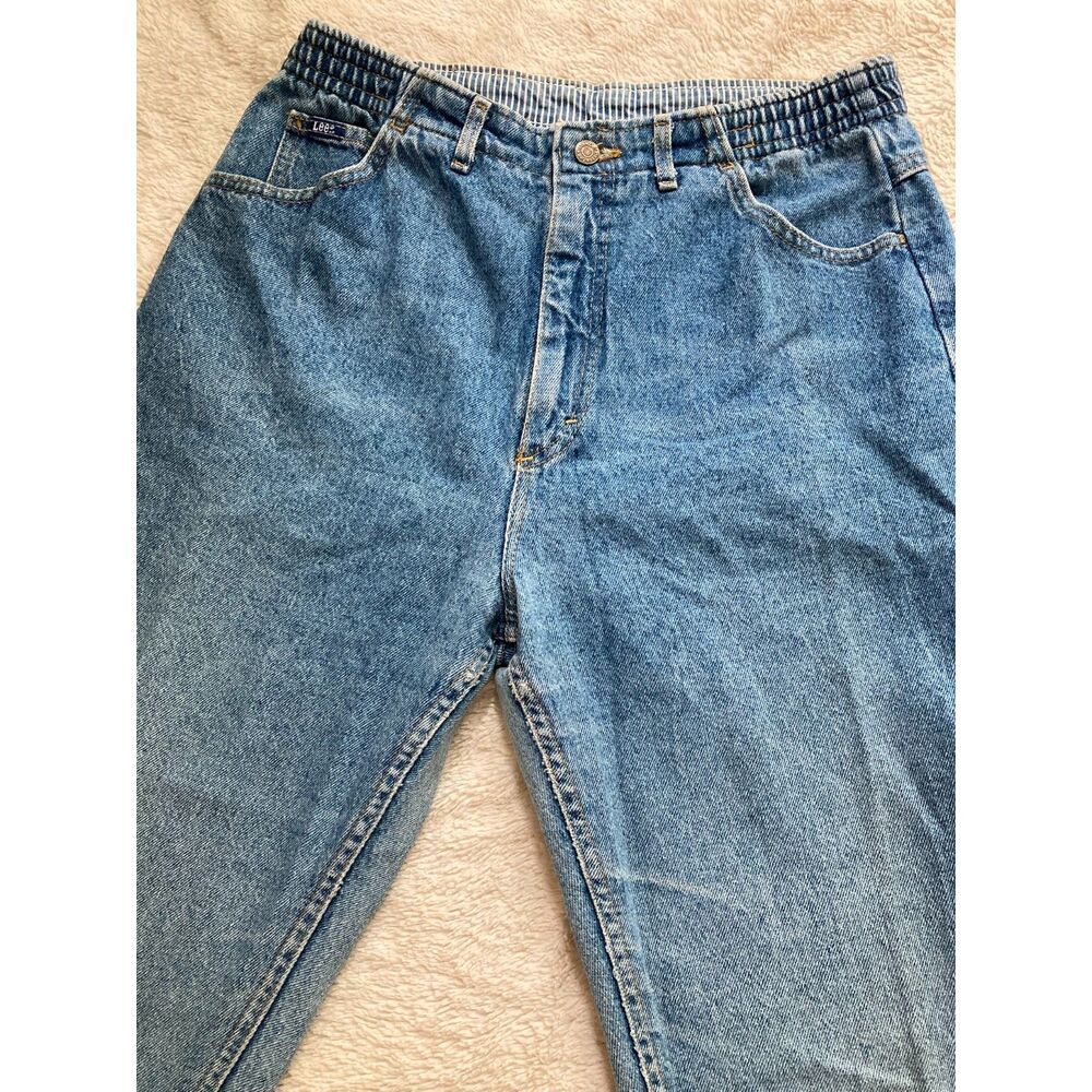Vintage Lee Easy Riders Elastic Waist Mom Jeans USA Made High Rise Tapered 90s